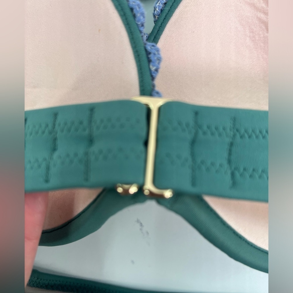 Shade & Shore green crochet underwire bikini swimsuit set beach swimwear 34D & S - Picture 6 of 9